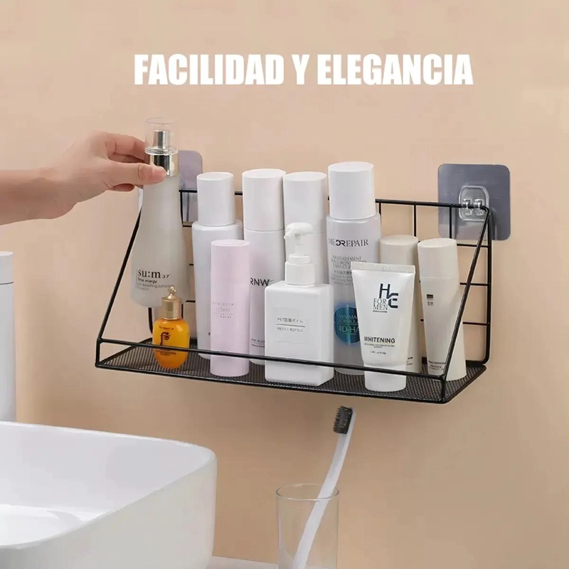 ESTANTE ORGANIZADOR DE DUCHA AUTOADHESIVO DE ALUMINIO BLANCO - 3
