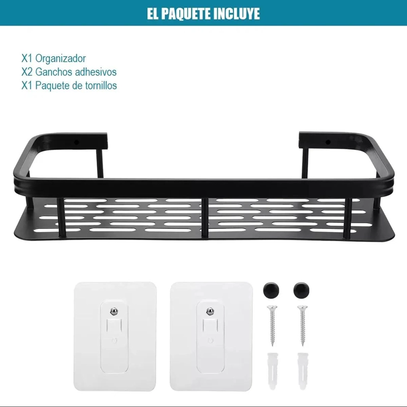 ESTANTE ORGANIZADOR DE DUCHA ALUMINIO RESISTENTE Y AUTOADHESIVO - 2