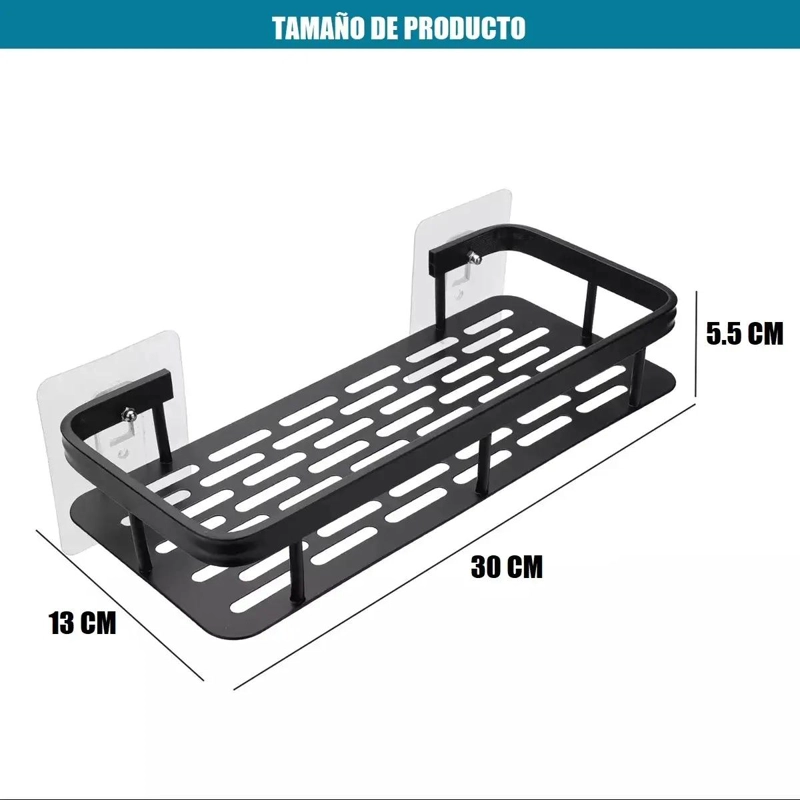 ESTANTE ORGANIZADOR DE DUCHA ALUMINIO RESISTENTE Y AUTOADHESIVO - 3