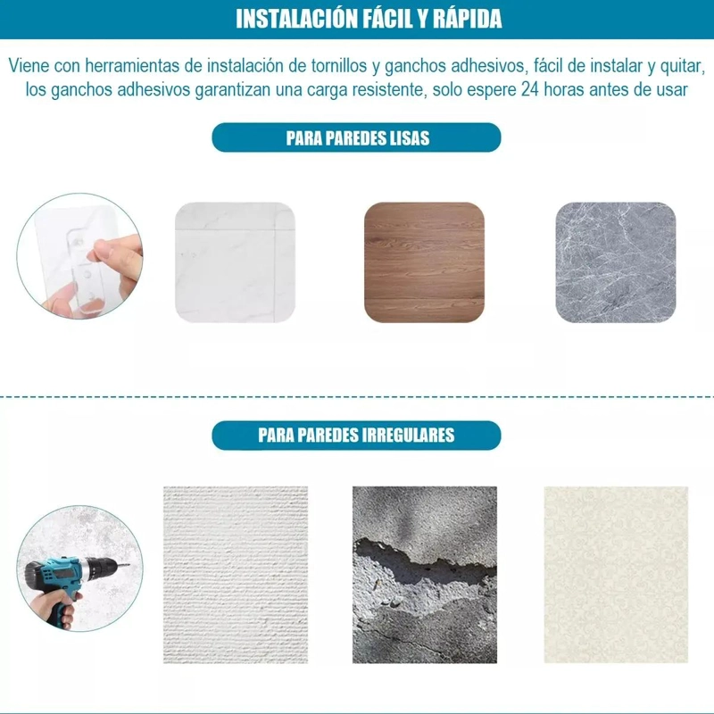 ESTANTE ORGANIZADOR DE DUCHA ALUMINIO RESISTENTE Y AUTOADHESIVO - 4
