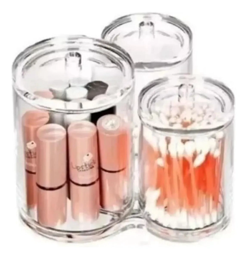 ORGANIZADOR DE BAÑO CON 3 CONTENEDORES PARA COTONITOS Y ALGODON - 1