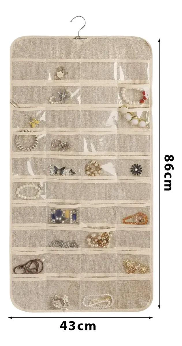 ORGANIZADOR COLGANTE PARA JOYAS BEIGE CON COMPARTIMIENTOS PRACTICOS - 6