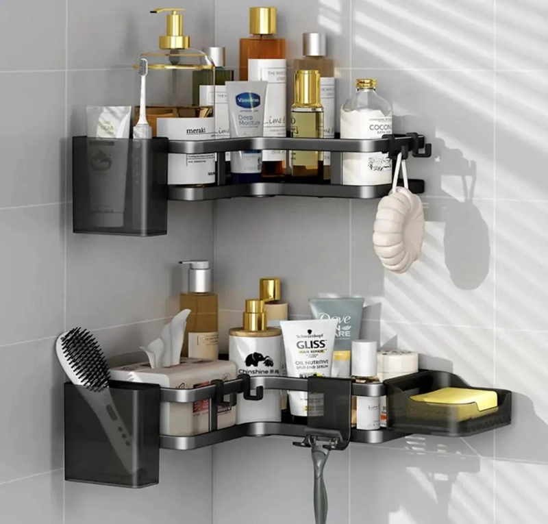 PACK DE 2 ESTANTES ESQUINERO PARA BAÑO MODERNO Y FUNCIONAL - 1
