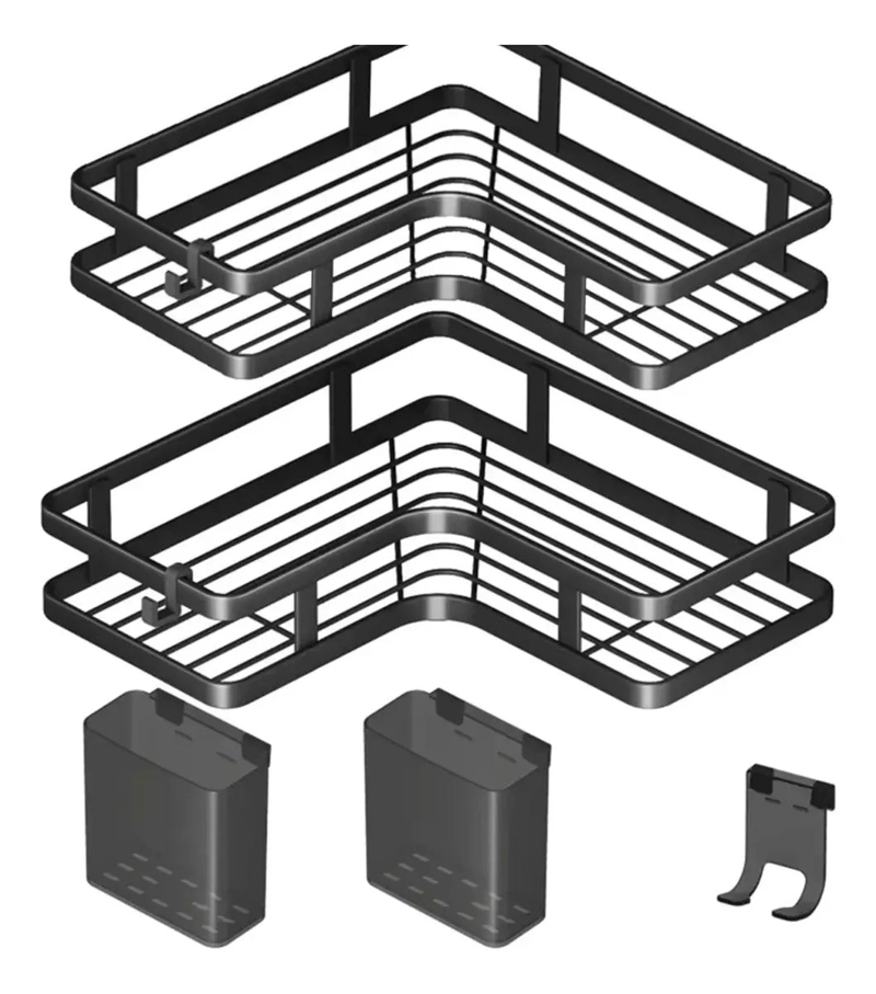 PACK DE 2 ESTANTES ESQUINERO PARA BAÑO MODERNO Y FUNCIONAL - 10
