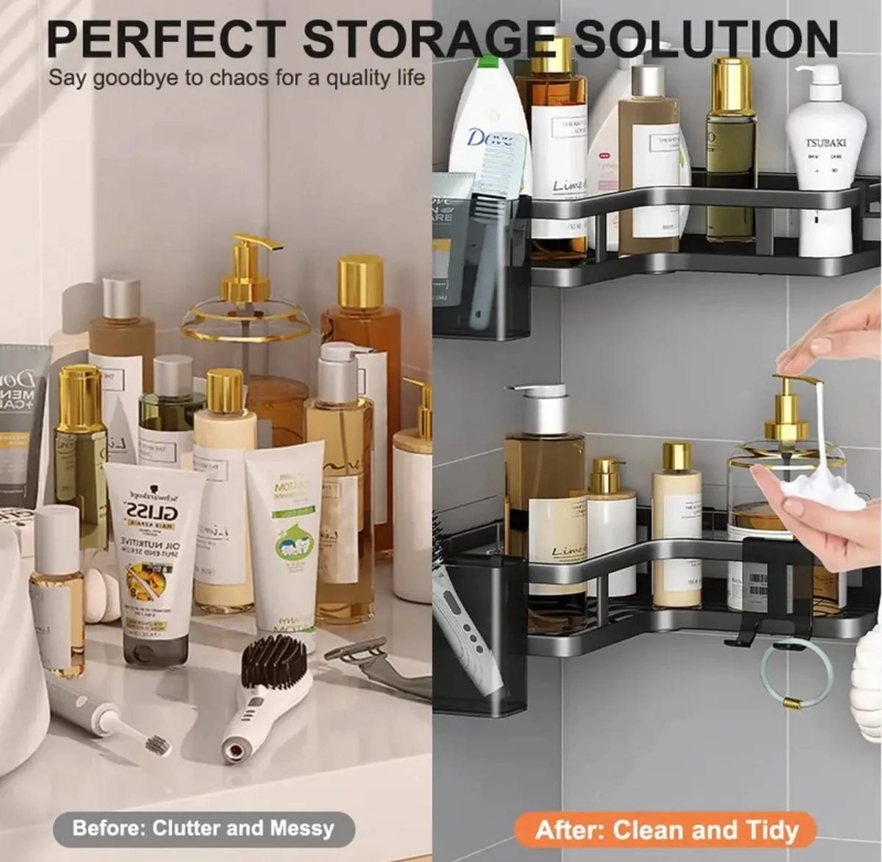 PACK DE 2 ESTANTES ESQUINERO PARA BAÑO MODERNO Y FUNCIONAL - 5