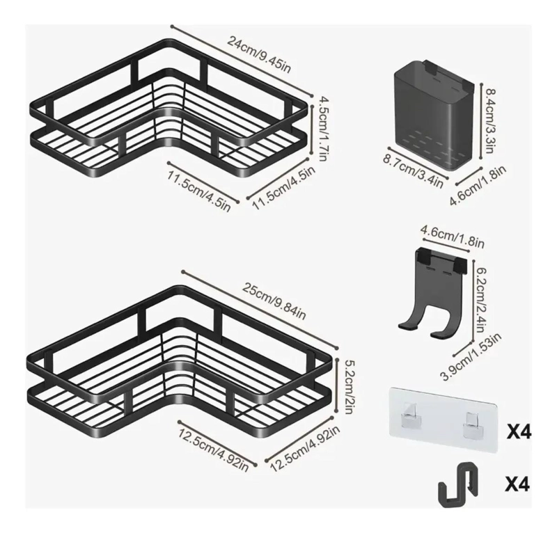PACK DE 2 ESTANTES ESQUINERO PARA BAÑO MODERNO Y FUNCIONAL - 6