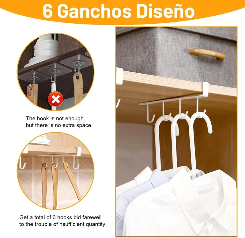 GANCHOS ORGANIZADOR COLGANTE PARA COCINA Y BAÑO - 7