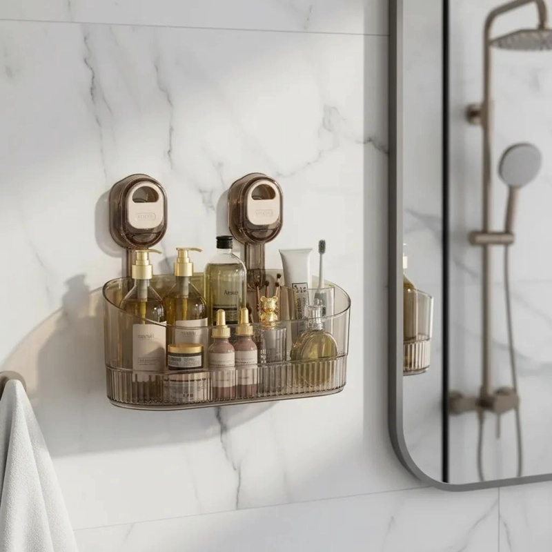 ESTANTE ADHESIVO TRANSPARENTE PARA BAÑO ORGANIZADOR - 1