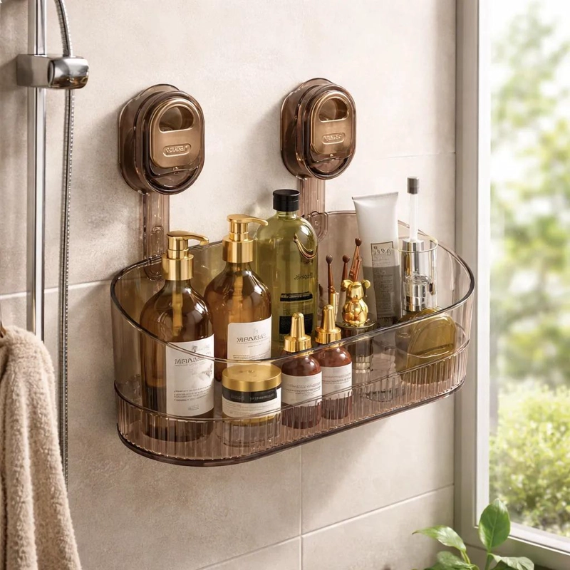 ESTANTE ADHESIVO TRANSPARENTE PARA BAÑO ORGANIZADOR - 3