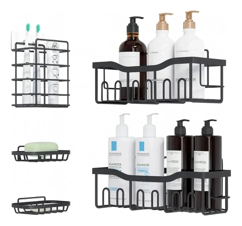 SET DE 5 ESTANTES ORGANIZADORES PARA BAÑO ESQUINERO ADHESIVOS - 6