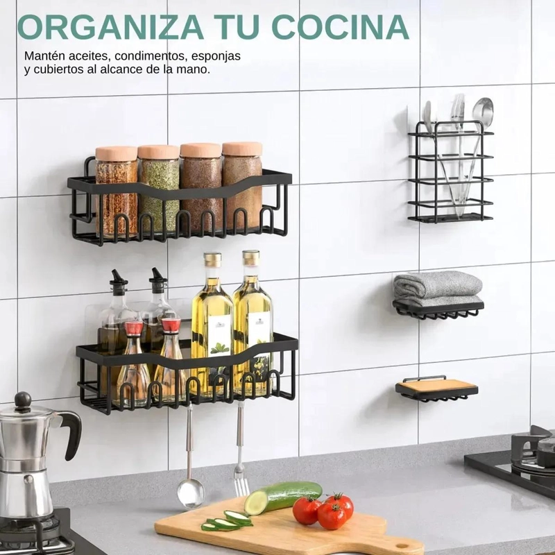 SET DE 5 ESTANTES ORGANIZADORES PARA BAÑO ESQUINERO ADHESIVOS - 9