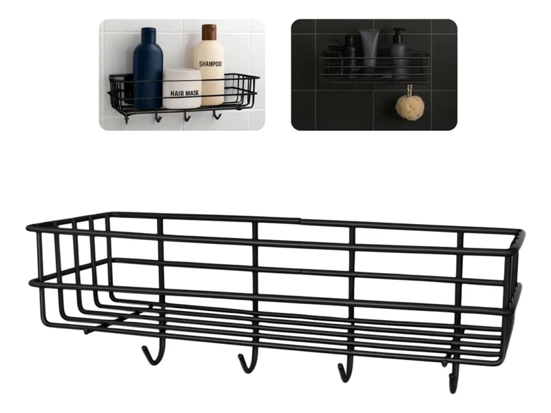 ESTANTE FLOTANTE DE BAÑO CON TOALLERO Y ALMACENAMIENTO - 1