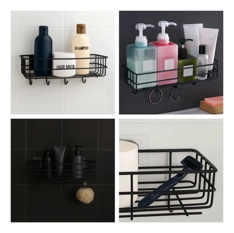 ESTANTE FLOTANTE DE BAÑO CON TOALLERO Y ALMACENAMIENTO - 4