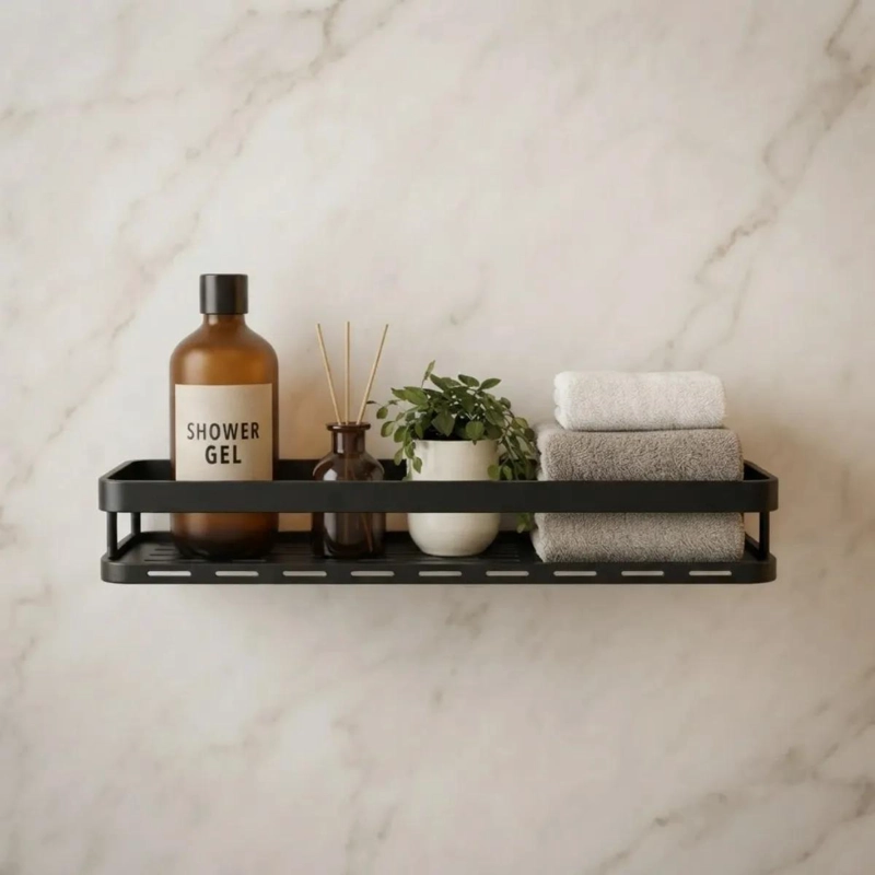 ESTANTE ORGANIZADOR ESQUINERO PARA BAÑO DUCHA COLOR NEGRO - 10
