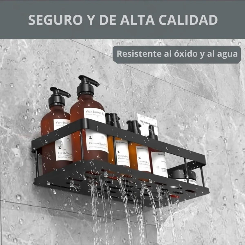 ESTANTE ORGANIZADOR ESQUINERO PARA BAÑO DUCHA COLOR NEGRO - 2