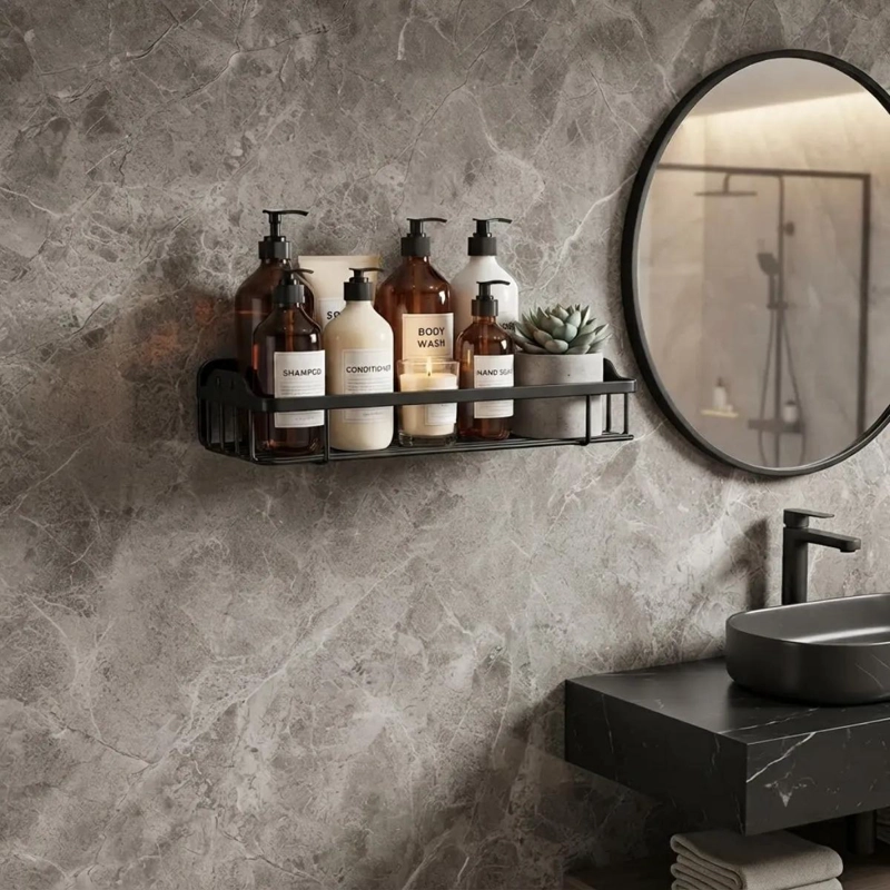 ESTANTE ORGANIZADOR ESQUINERO PARA BAÑO DUCHA COLOR NEGRO - 5