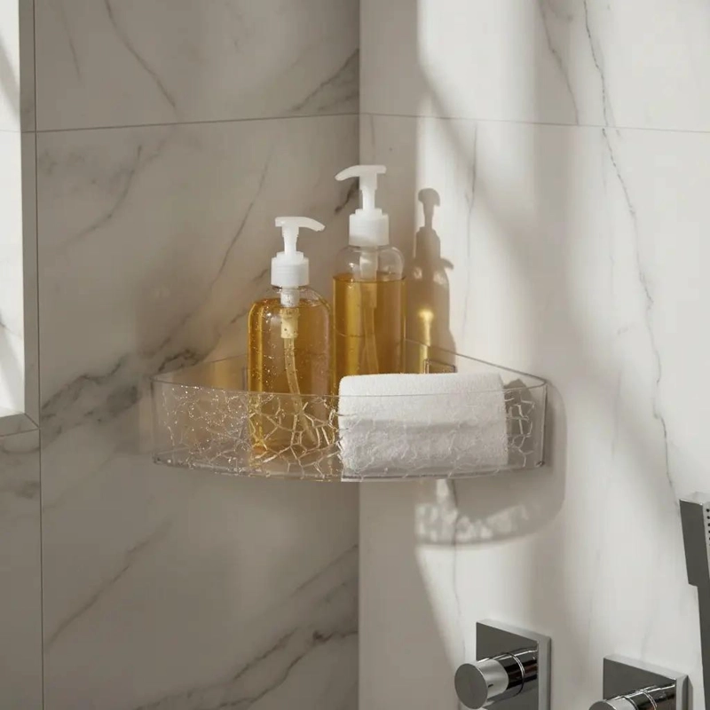 SOPORTE ESQUINERO MULTIUSOS PARA BAÑO ACRILICO TRANSPARENTE - 2