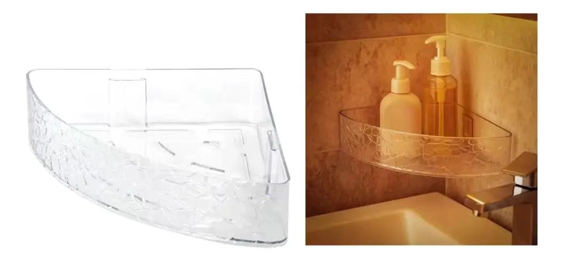 SOPORTE ESQUINERO MULTIUSOS PARA BAÑO ACRILICO TRANSPARENTE - 3