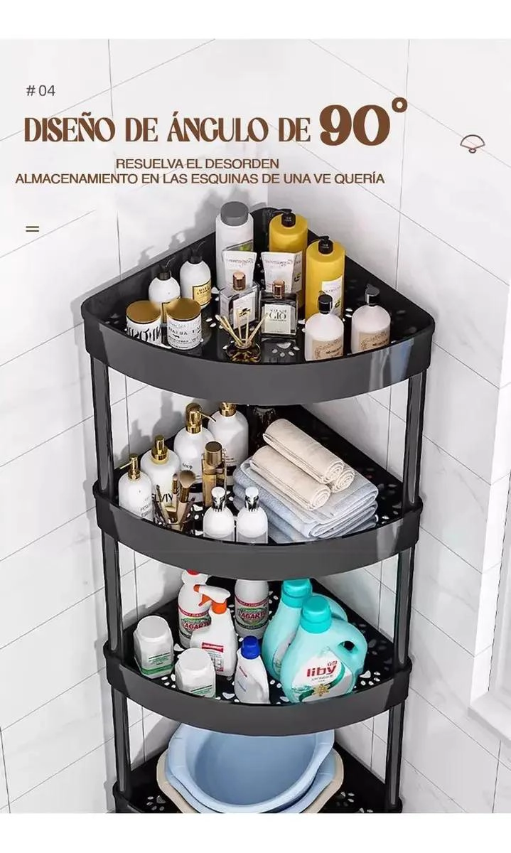 ORGANIZADOR ESQUINERO DE 4 REPISAS PARA BAÑO Y COCINA - 10