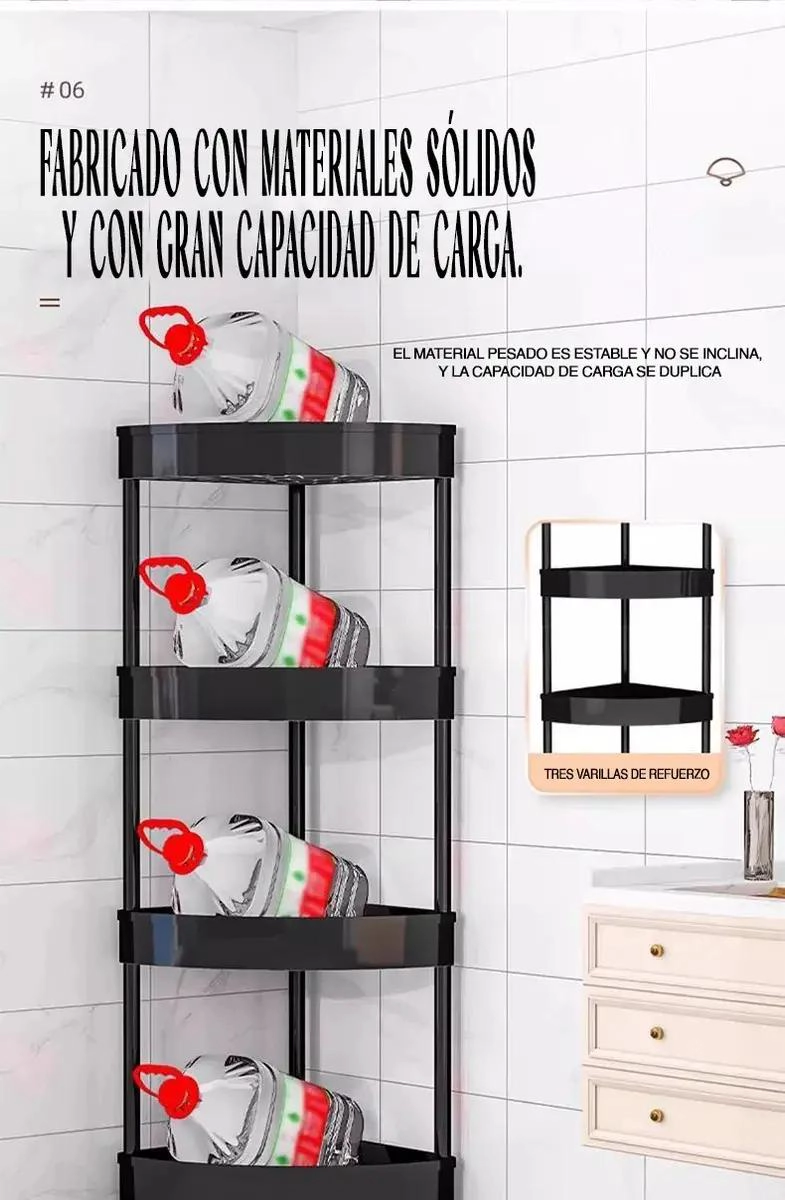 ORGANIZADOR ESQUINERO DE 4 REPISAS PARA BAÑO Y COCINA - 8