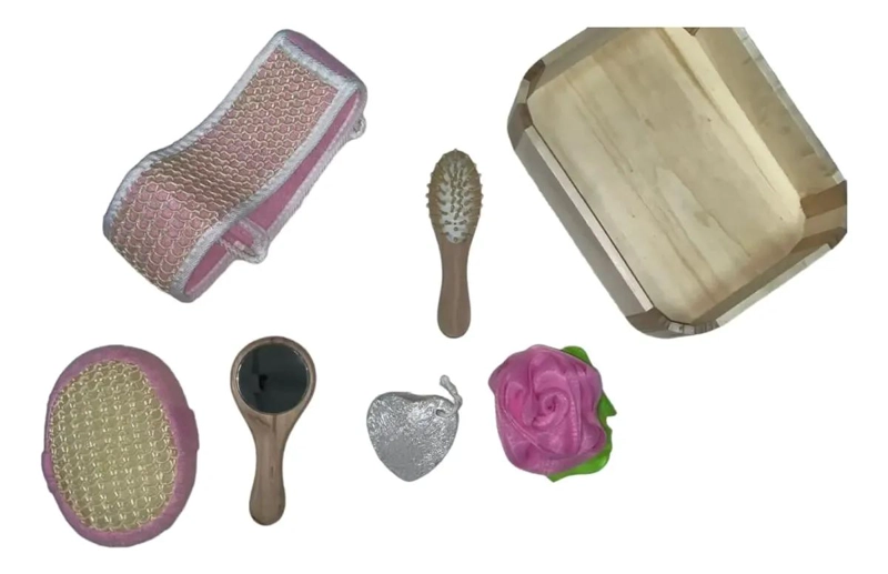 SET DE BAÑO ORGANIZADOR CUADRADO CON ESPONJAS Y ESPEJO - 2