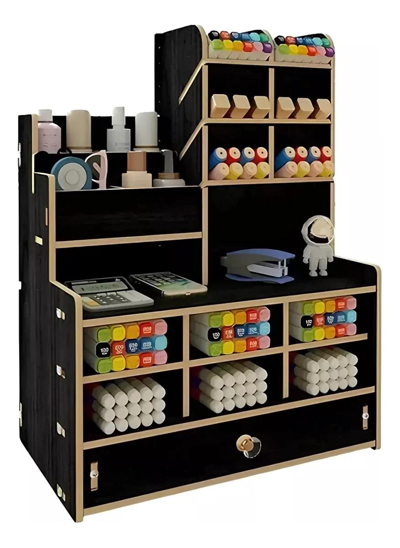 ORGANIZADOR DE ESCRITORIO MULTIFUNCIONAL EN COLOR NEGRO - 1