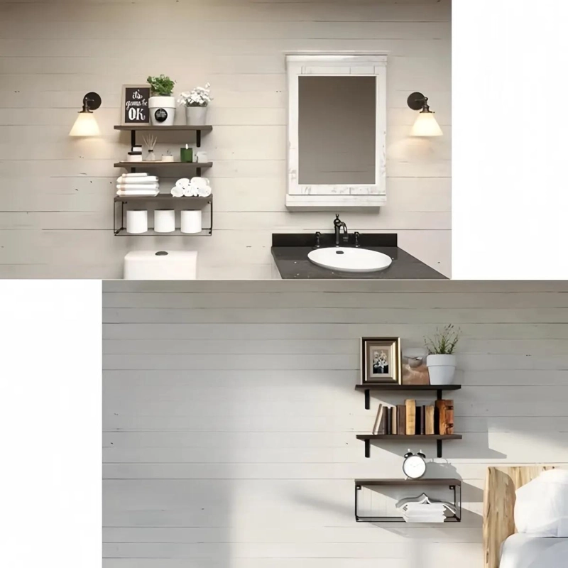 ORGANIZADOR DE DUCHA Y REPISA DE MADERA PARA BAÑO - 6