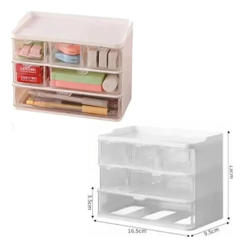 ORGANIZADOR DE ESCRITORIO TRANSPARENTE CON CAJONES PRACTICO - 6