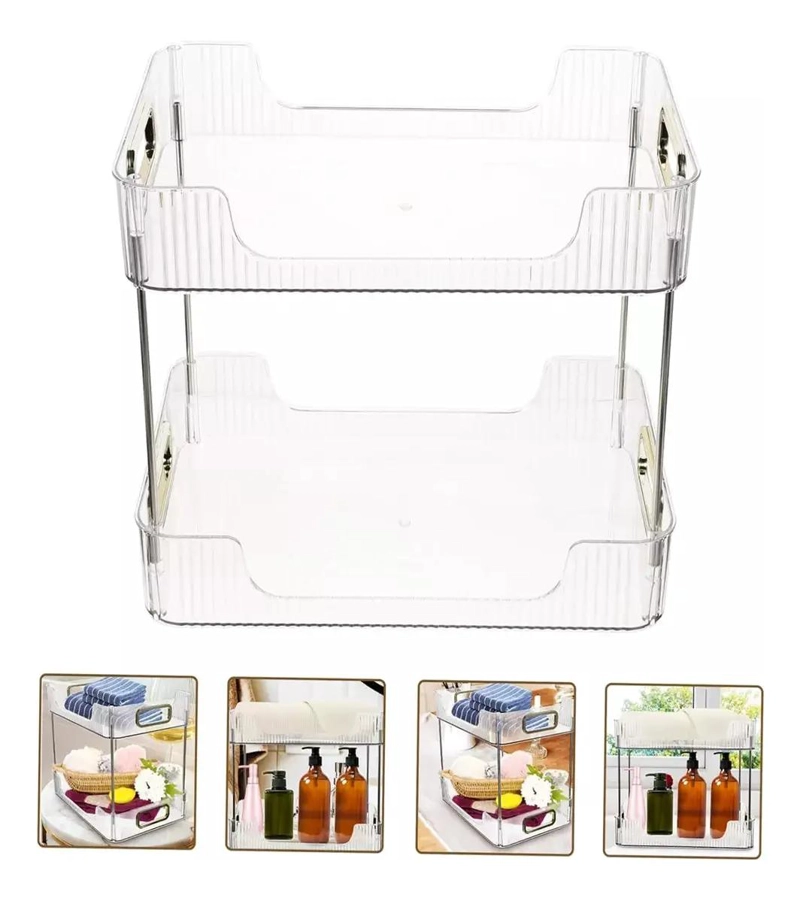 ESTANTE ORGANIZADOR DE ESCRITORIO Y MAQUILLAJE DE 2 NIVELES - 2