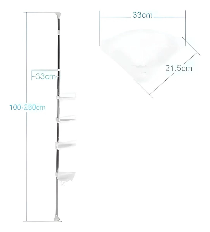 ORGANIZADOR ESQUINERO AJUSTABLE PARA BAÑO CON 4 REPISAS - 10