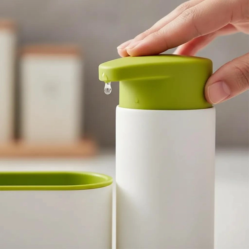 DISPENSADOR DE JABON LIQUIDO Y PORTA ESPONJA PARA FREGADERO - 4