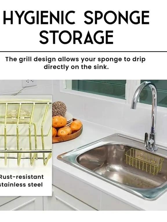 CESTA ORGANIZADORA DE ACERO INOXIDABLE PARA BAÑO O FREGADOR - 4