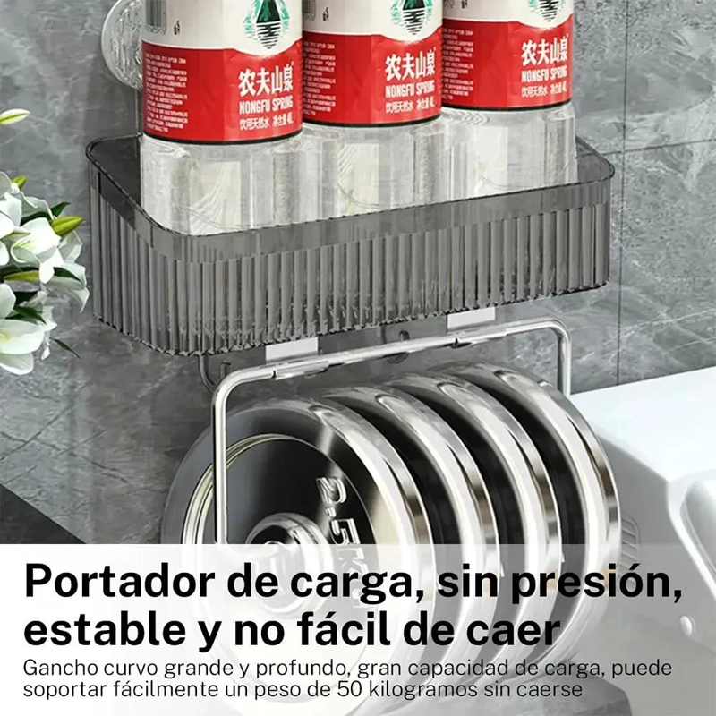 ORGANIZADOR DE BAÑO CON VENTOSAS PARA PAREDES PLANAS Y SUAVES - 10