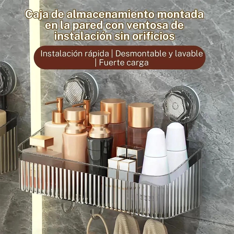 ORGANIZADOR DE BAÑO CON VENTOSAS PARA PAREDES PLANAS Y SUAVES - 2
