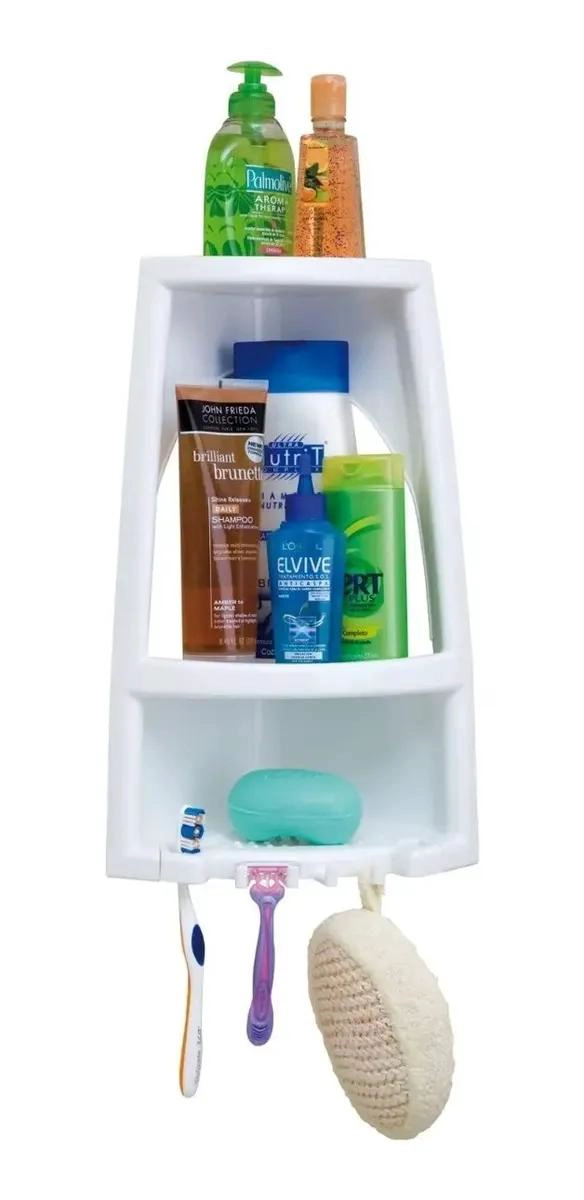 ORGANIZADOR ESQUINERO DE PLASTICO BLANCO PARA BAÑO - 5