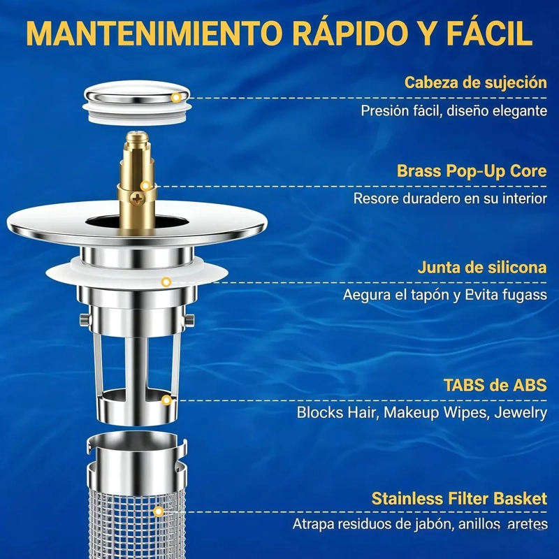 PACK DE FILTRO TAPON PARA DUCHA Y FREGADERO DE ACERO - 3