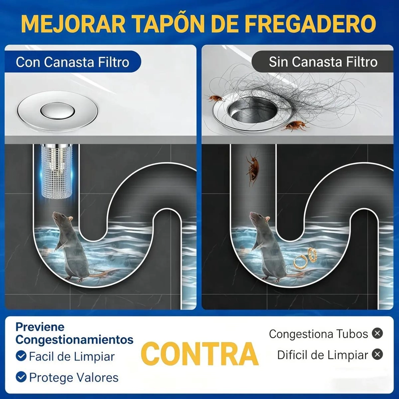 PACK DE FILTRO TAPON PARA DUCHA Y FREGADERO DE ACERO - 4