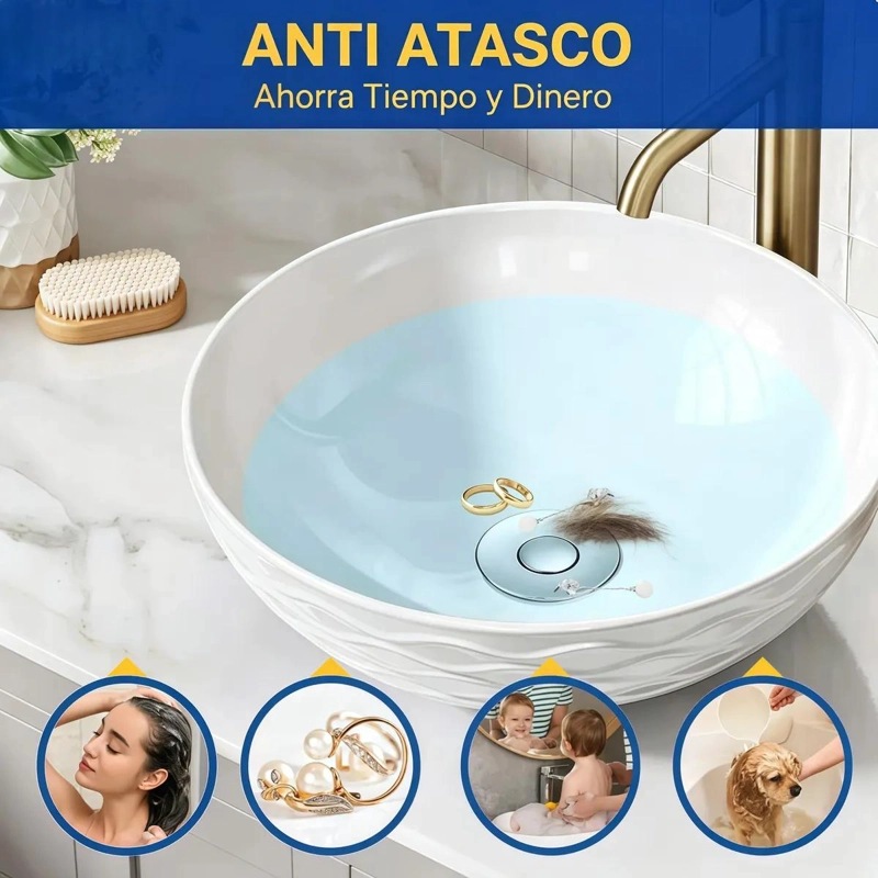 PACK DE FILTRO TAPON PARA DUCHA Y FREGADERO DE ACERO - 5