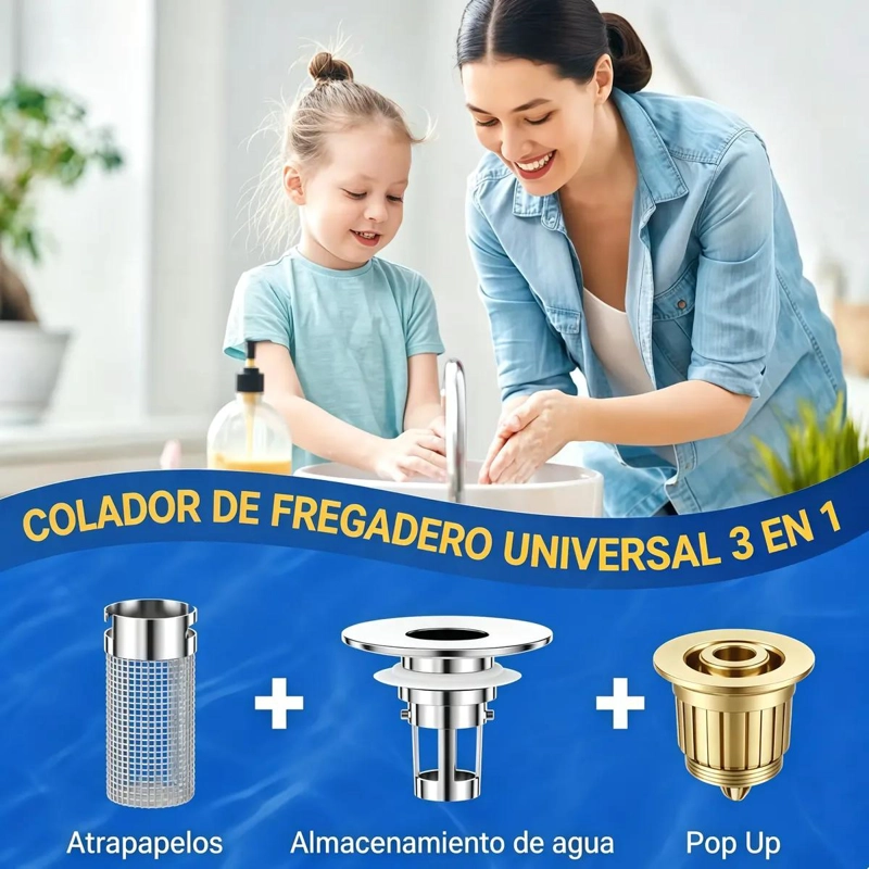 PACK DE FILTRO TAPON PARA DUCHA Y FREGADERO DE ACERO - 7