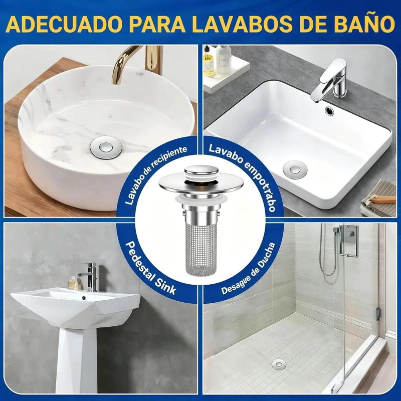 PACK DE FILTRO TAPON PARA DUCHA Y FREGADERO DE ACERO - 8