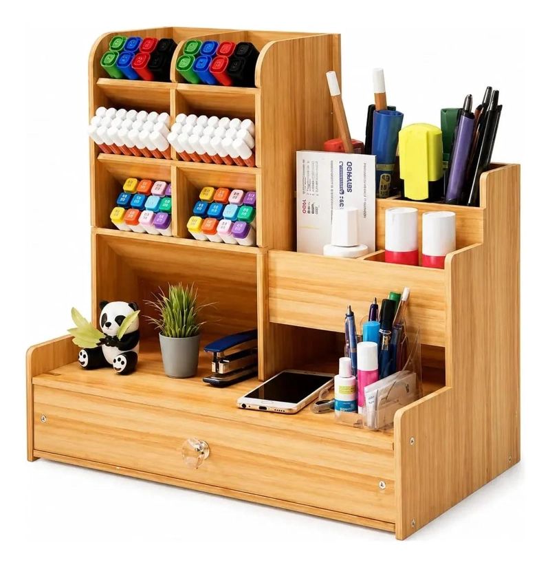 ORGANIZADOR DE ESCRITORIO MULTIUSO CON COMPARTIMENTOS - 1