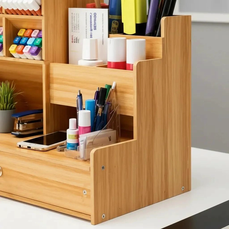 ORGANIZADOR DE ESCRITORIO MULTIUSO CON COMPARTIMENTOS - 4