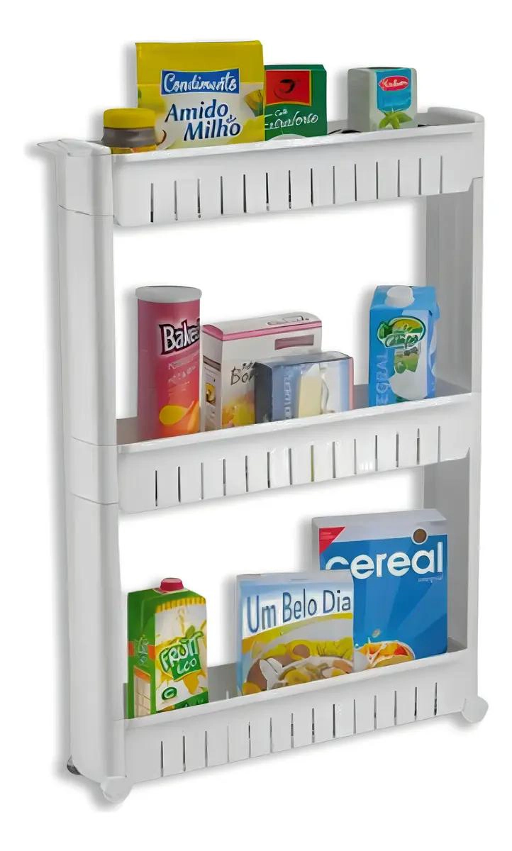ORGANIZADOR DE ARMARIO PLASTICO BLANCO CON 3 ESTANTES Y RUEDAS - 2