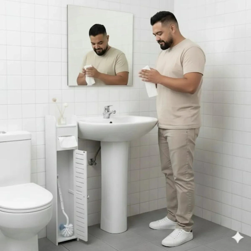 ESTANTE ORGANIZADOR DE BAÑO EN MADERA BLANCA CON 3 NIVELES - 7