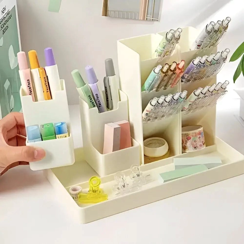 ORGANIZADOR DE ESCRITORIO MULTIFUNCIONAL COLOR BEIGE - 2