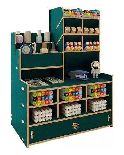 ORGANIZADOR DE ESCRITORIO VERDE PARA LAPICES Y PLUMONES - 1