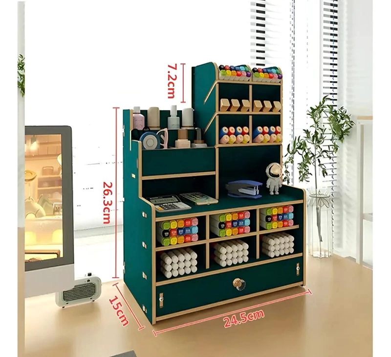 ORGANIZADOR DE ESCRITORIO VERDE PARA LAPICES Y PLUMONES - 2
