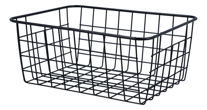 CANASTO ORGANIZADOR DE METAL PARA OFICINA Y COCINA COLOR NEGRO - 1