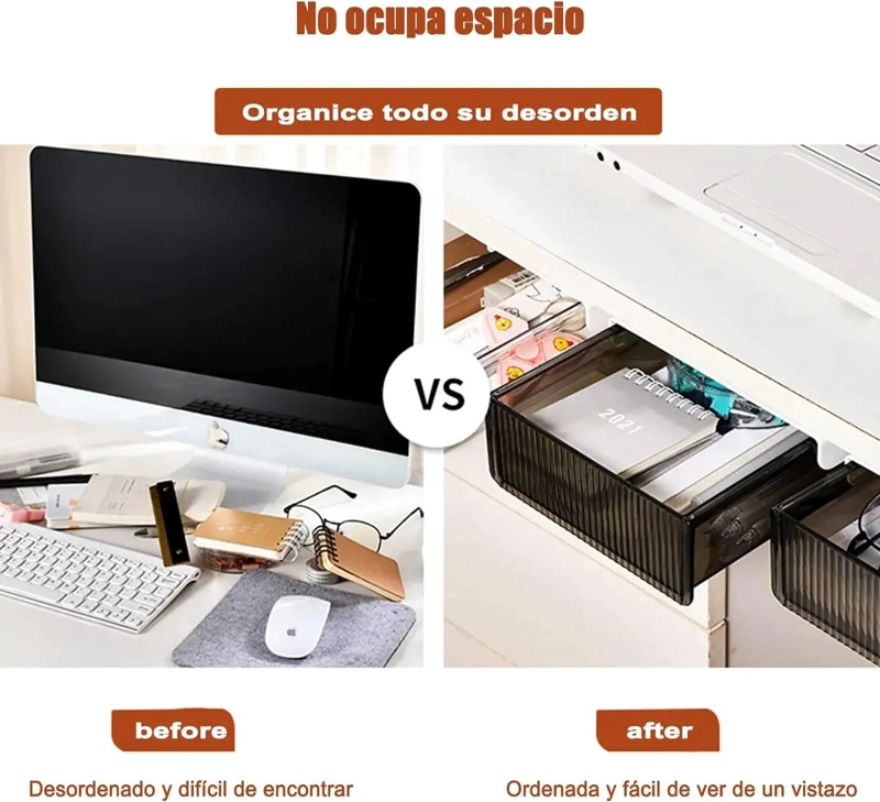 CAJON ORGANIZADOR AUTOADHESIVO PARA ESCRITORIO Y OFICINA - 5