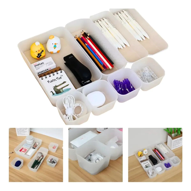 PACK DE 8 CANASTOS ORGANIZADORES PARA CAJONES DE OFICINA Y HOGAR - 1